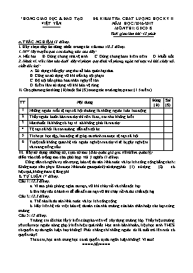 Đề kiểm tra chất lượng học kỳ II môn Giáo dục công dân Lớp 8 - Năm học 2016-2017 - Phòng GD & DDT Việt Yên (Có đáp án)