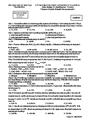 Đề kiểm tra chất lượng học kỳ II môn Hóa học 