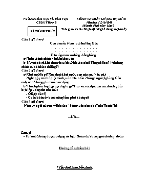 Đề kiểm tra chất lượng học kỳ II môn Ngữ văn 