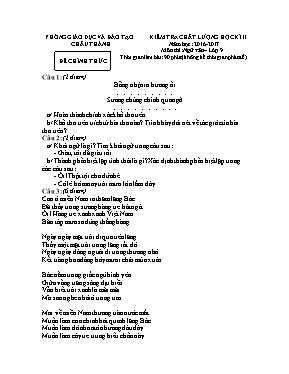 Đề kiểm tra chất lượng học kỳ II môn Ngữ văn 