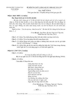 Đề kiểm tra chất lượng học kỳ II môn Ngữ văn