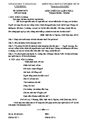 Đề kiểm tra chất lượng học kỳ II môn Ngữ văn Lớp 9 - Năm học 2016-2017 - Sở GD & ĐT Lâm Đồng