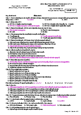 Đề kiểm tra chất lượng học kỳ II môn Sinh học