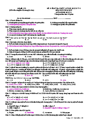 Đề kiểm tra chất lượng học kỳ II môn Sinh học