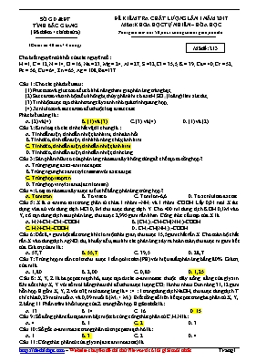 Đề kiểm tra chất lượng lần 1 môn Hóa học Lớp 12 - Mã đề 213 - Sở GD & ĐT Bắc Giang (Có đáp án)