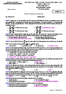 Đề kiểm tra chất lượng lớp cơ bản nâng cao Tháng 9 môn Sinh học Lớp 12 - Mã đề 123 - Trường THPT Bắc Kiến Xương (Có đáp án)