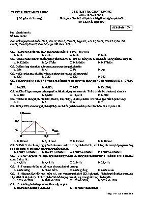 Đề kiểm tra chất lượng môn Hóa học Lớp 9 - Mã đề 109 - Trường THPT Lê Quý Đôn