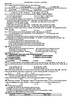Đề kiểm tra chương Amin lần 3 - Hóa học 12