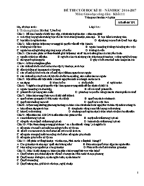 Đề kiểm tra cuối học kỳ II môn Giáo dục công 