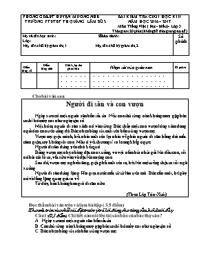 Đề kiểm tra cuối học kỳ II môn Tiếng Việt Lớp