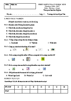 Đề kiểm tra cuối học kỳ II môn Tin học Lớp 1 - Năm học 2016-2017