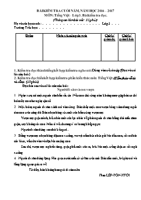 Đề kiểm tra cuối năm môn Toán + Tiếng Việt Lớ