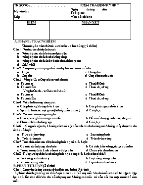 Đề kiểm tra định kỳ học kỳ 2 môn Sinh học Lớp