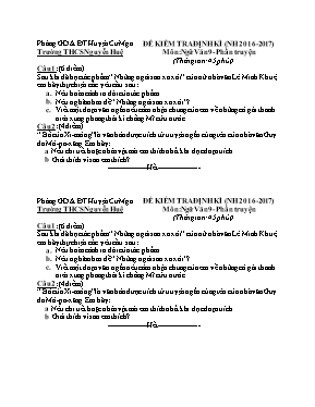 Đề kiểm tra định kỳ môn Ngữ văn Lớp 9 - Năm học 2016-2017 - Trường THCS Nguyễn Huệ