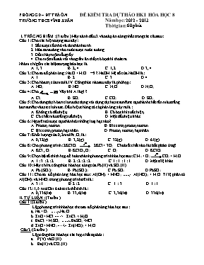 Đề kiểm tra dự thảo học kỳ I môn Hóa học Lớp 