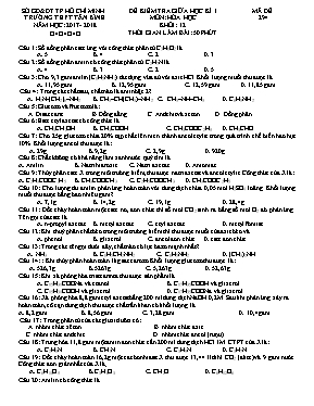Đề kiểm tra giữa học kì 1 môn Hóa học Lớp 12 