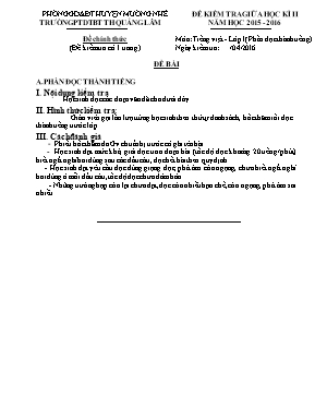 Đề kiểm tra giữa học kỳ II môn Tiếng Việt Lớp