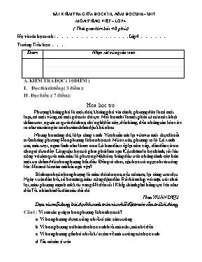 Đề kiểm tra giữa học kỳ II môn Tiếng Việt Lớp