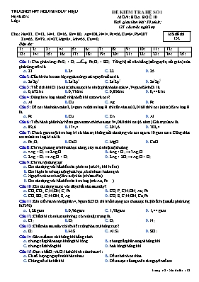 Đề kiểm tra hệ số 1 môn Hóa học Lớp 10 - Mã đ