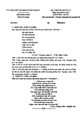 Đề kiểm tra học kì 1 môn Ngữ văn Lớp 10 - Năm học 2016-2017 - Trung tâm GDTX Quận 12