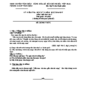 Đề kiểm tra học kì 2 môn Ngữ văn Lớp 7 - Năm