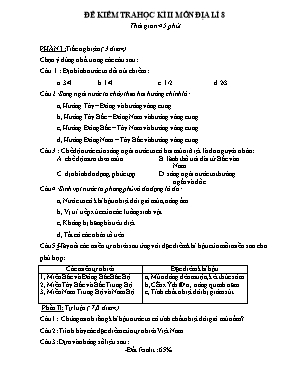 Đề kiểm tra học kì II môn Địa lí 8 (Có đáp án