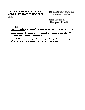 Đề kiểm tra học kì II môn Lịch sử Lớp 6 - Năm