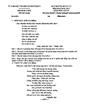 Đề kiểm tra học kì II môn Ngữ văn Lớp 10 - Nă
