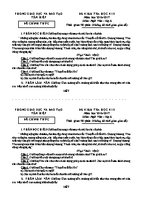 Đề kiểm tra học kì II môn Ngữ văn Lớp 6 -
