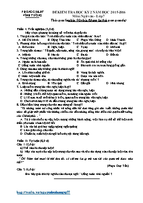 Đề kiểm tra học kì II môn Ngữ văn Lớp 7 - Năm