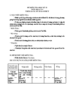 Đề kiểm tra học kỳ 2 môn Địa lý Khối 6