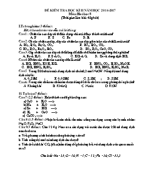 Đề kiểm tra học kỳ 2 môn Hóa học 8 - Năm học 