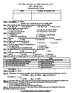 Đề kiểm tra học kỳ 2 môn Hóa học Khối 9 - Năm