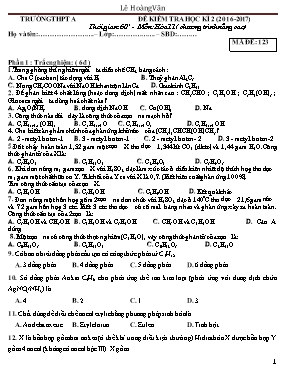 Đề kiểm tra học kỳ 2 môn Hóa học Lớp 11 (Nâng