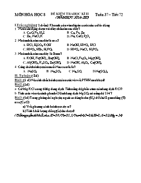 Đề kiểm tra học kỳ 2 môn Hóa học Lớp 8 - Năm 