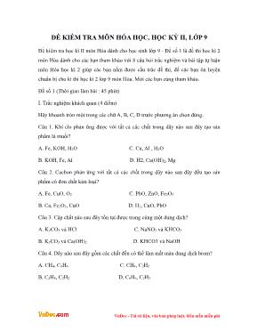 Đề kiểm tra học kỳ 2 môn Hóa học Lớp 9