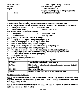 Đề kiểm tra học kỳ 2 môn Lịch sử 8
