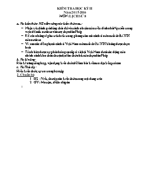 Đề kiểm tra học kỳ 2 môn Lịch sử Khối 8 - Năm