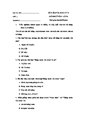 Đề kiểm tra học kỳ 2 môn Ngữ văn Khối 6