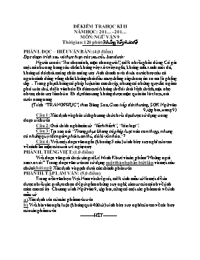 Đề kiểm tra học kỳ 2 môn Ngữ văn Khối 9