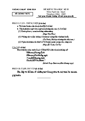 Đề kiểm tra học kỳ 2 môn Ngữ văn Lớp 6 - Năm