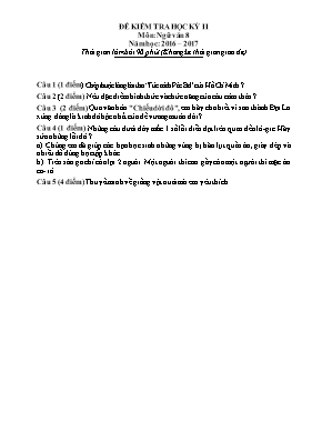 Đề kiểm tra học kỳ 2 môn Ngữ văn Lớp 8 - Năm học 2016-2017