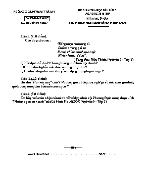 Đề kiểm tra học kỳ 2 môn Ngữ văn Lớp 9 - Năm học 2016-2017 - Phòng GD & ĐT Nam Trà My (Có đáp án)