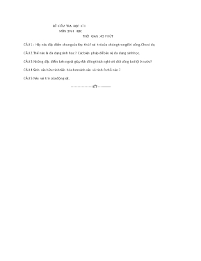 Đề kiểm tra học kỳ 2 môn Sinh học Lớp 7