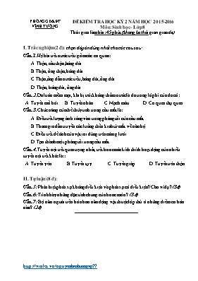 Đề kiểm tra học kỳ 2 môn Sinh học Lớp 8 - Năm