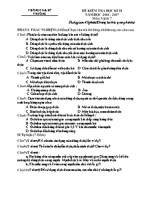 Đề kiểm tra học kỳ 2 môn Vật lý Khối 7 - Năm học 2016-2017 (Có đáp án)