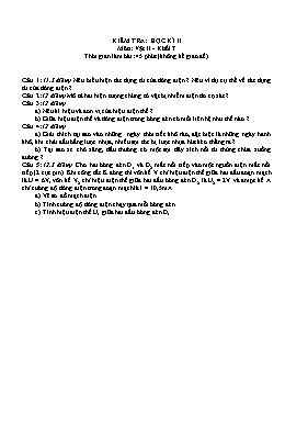 Đề kiểm tra học kỳ 2 môn Vật lý Khối 7
