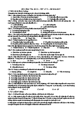 Đề kiểm tra học kỳ 2 môn Vật lý Khối 9 - Năm học 2016-2017