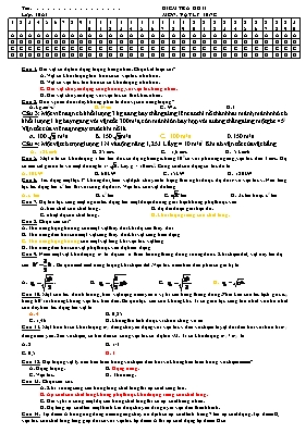 Đề kiểm tra học kỳ 2 môn Vật lý Lớp 10 (Nâng 