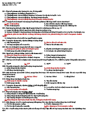 Đề kiểm tra học kỳ 2 môn Vật lý Lớp 8 - Đề gốc